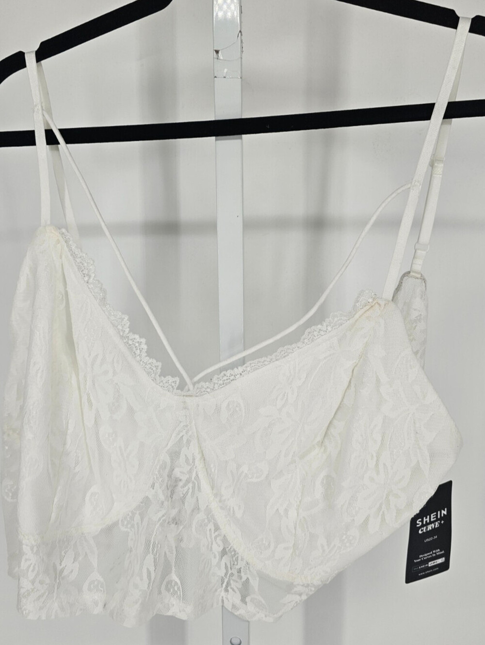 Shein Curve Womens Sz 3X White Lace Bralette Bra Sexy NEW